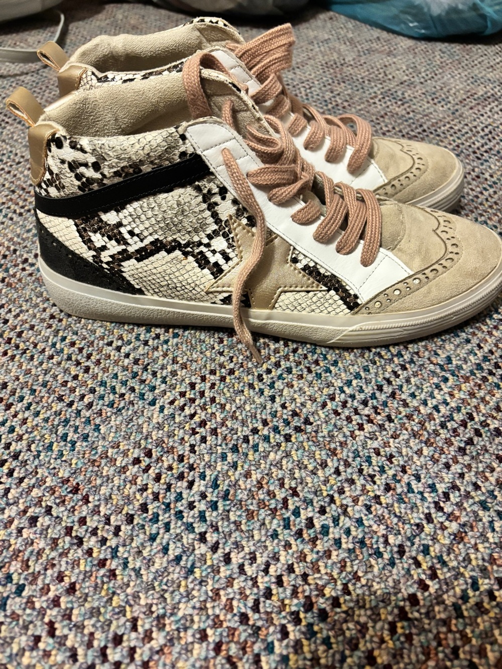 Shu shop Snake-Print High Top Sneakers in Neutral Tones